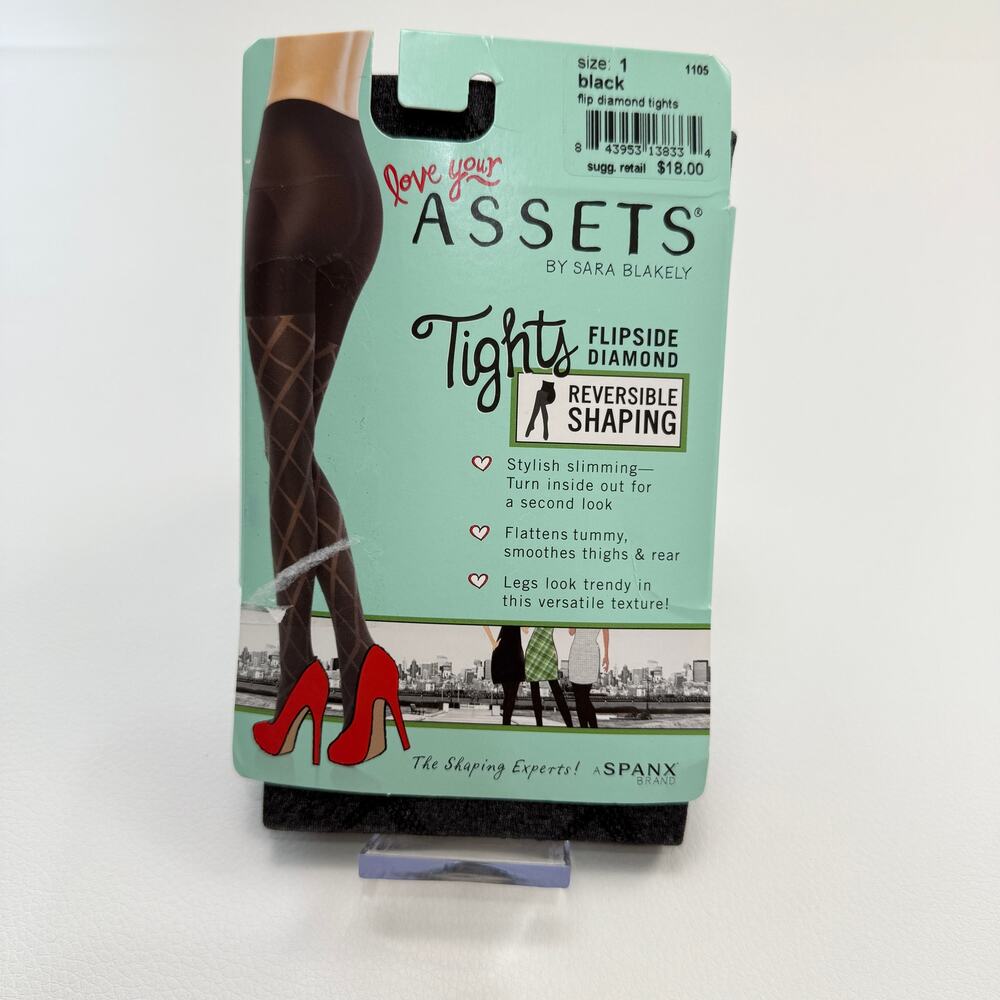 Spanx Assets Shaping Tights Size‎ 1 Gray Black Diamond 4'10" - 5'5" 95 -125 lbs